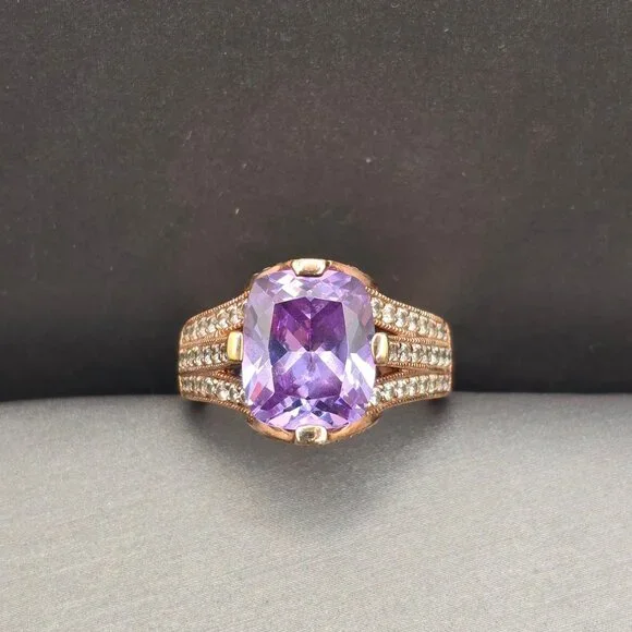 Vanna K Bella Luce Lavender Cushion Cut Ring 18k Rose Gold Over Silver Size 8 - Picture 13 of 13